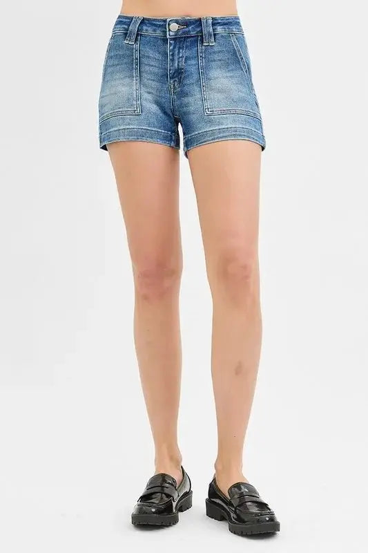 RISEN Low Rise Patched Pocket Shorts for Women Summer Wear - Love Salve